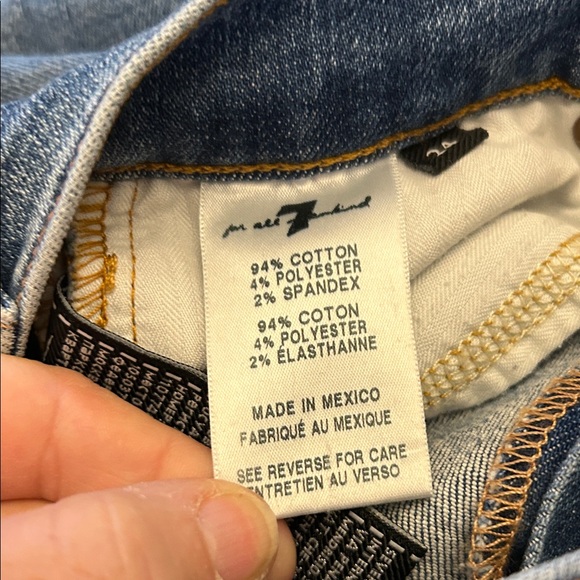 7 for all mankind raw hem skinny jeans with white stripes Size 24 EUC - Picture 7 of 9